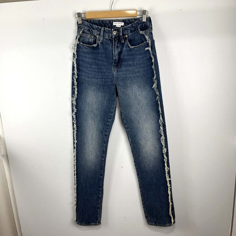 Good American Good Boy Jeans w/ Side Fray Women’s Size 0/25